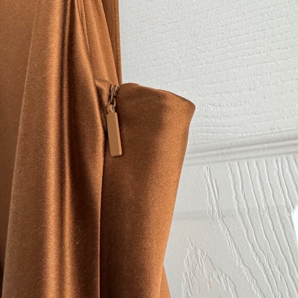 Tibi Heavy Satin Midi Bias Dress in Bronze, size 00 - Picture 7 of 14